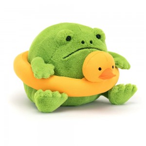 Plazi Jellycat Plyšáci Ricky Rain Žábičky Rubber Ring,15cm x 17cm x 18cm Zelene | DSGBA-5843