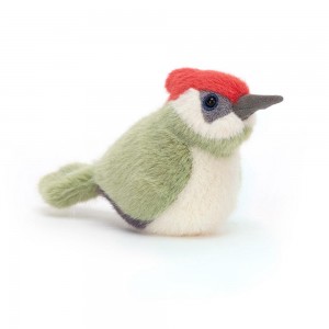 Ptáčci Jellycat Plyšáci Birdling Woodpecker,10cm x 7cm x 9cm Zelene | OBIPM-4257