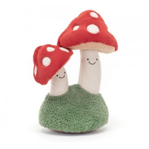 Rostlina Jellycat Plyšáci Amuseables Pair of Toadstools,25cm x 13cm x 11cm Červené | HNJIZ-9501