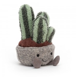 Rostliny Jellycat Plyšáci Amuseables Silly Succulent Columnar Cactus,18cm x 10cm x 9cm Zelene | QRGNA-3792