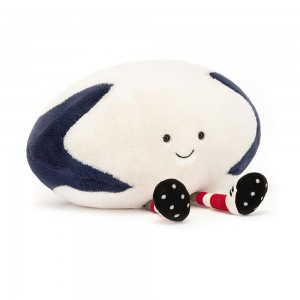 Sportovní Jellycat Plyšáci Amuseables Rugby Ball,18cm x 29cm x 13cm Bílé | WSXTN-7324