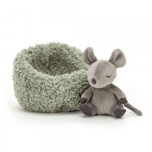 Woodland Jellycat Plyšáci Hibernating Mouse,9cm x 13cm x 13cm Šedé | HUNBY-6149