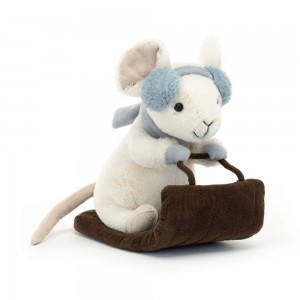 Woodland Jellycat Plyšáci Merry Mouse Sleighing,18cm x 11cm x 17cm Bílé | EWPXY-6930