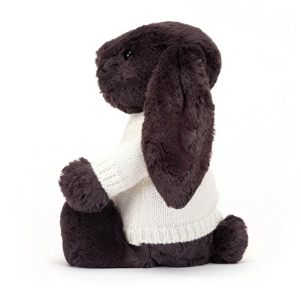 Jumpers Jellycat Bashful Inky Bunny with Cream Jumper,31cm x 12cm x 9cm Černé | GFRSL-8472