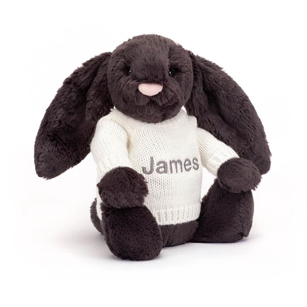Jumpers Jellycat Bashful Inky Bunny with Cream Jumper,31cm x 12cm x 9cm Černé | GFRSL-8472