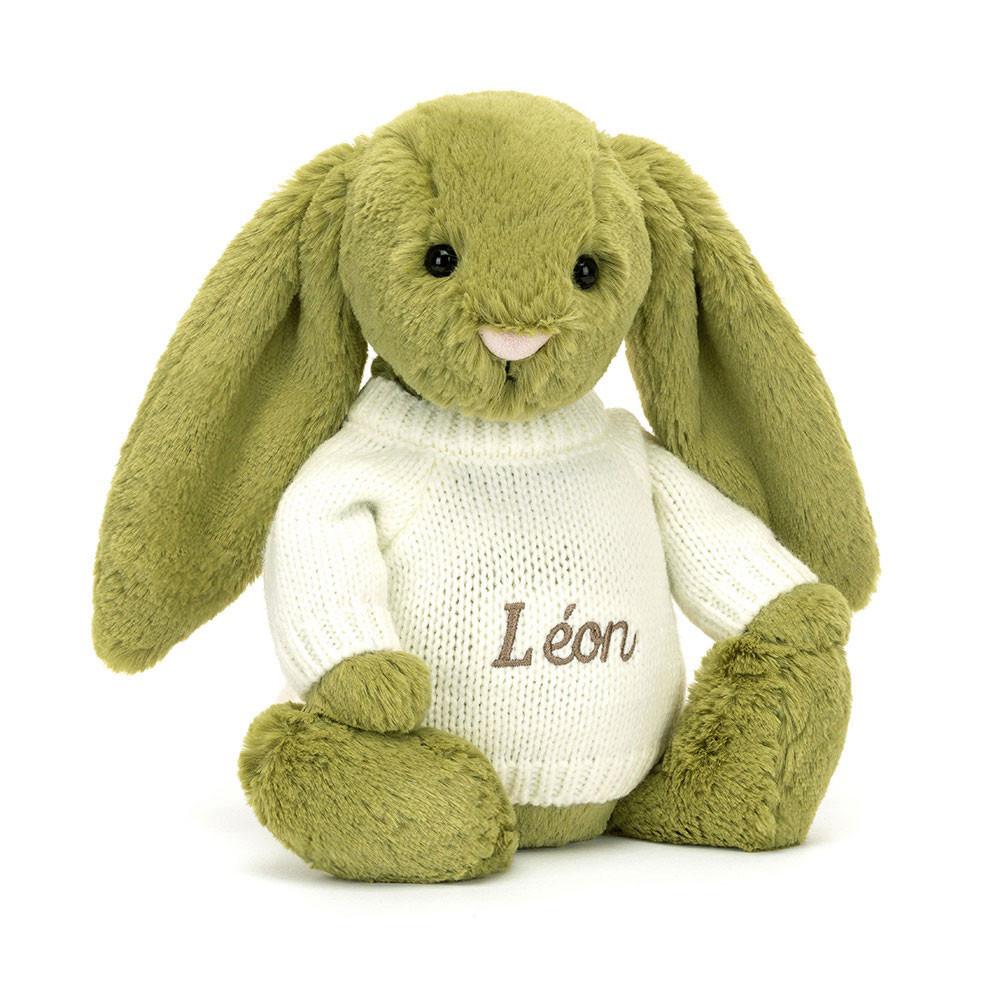 Jumpers Jellycat Bashful Moss Bunny with Cream Jumper,31cm x 12cm x 9cm Zelene | FNBGI-0764
