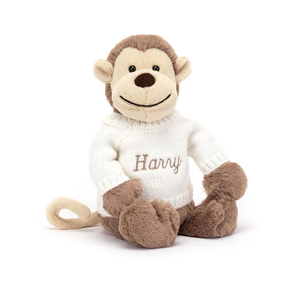 Jumpers Jellycat Bashful Opičky with Cream Jumper,31cm x 12cm x 9cm Hnědé | PWNLR-9683