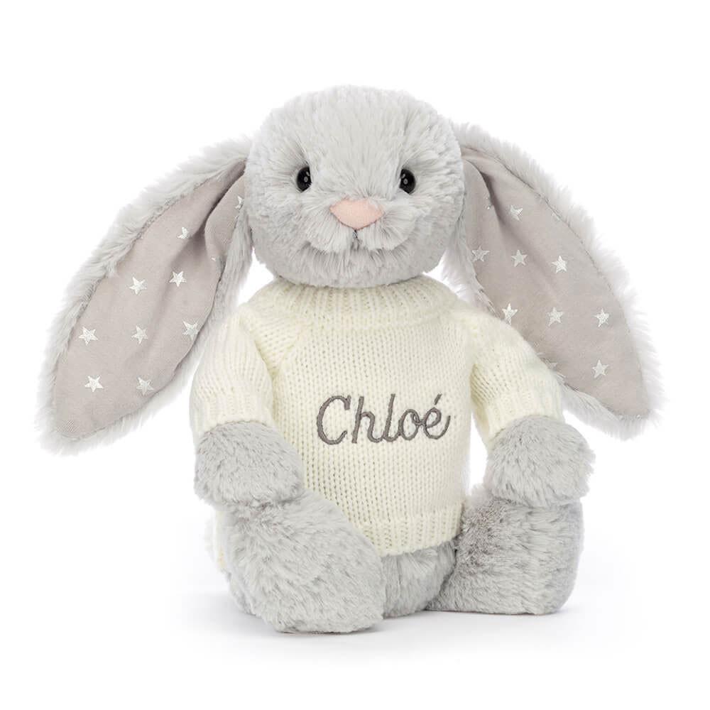 Jumpers Jellycat Bashful Shimmer Bunny with Cream Jumper,31cm x 12cm x 9cm Šedé | RIBXG-3472
