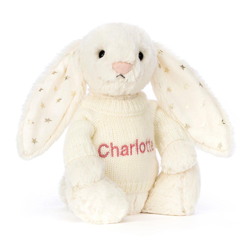 Jumpers Jellycat Bashful Twinkle Bunny with Cream Jumper,31cm x 12cm x 9cm Bílé | GDUSV-1974