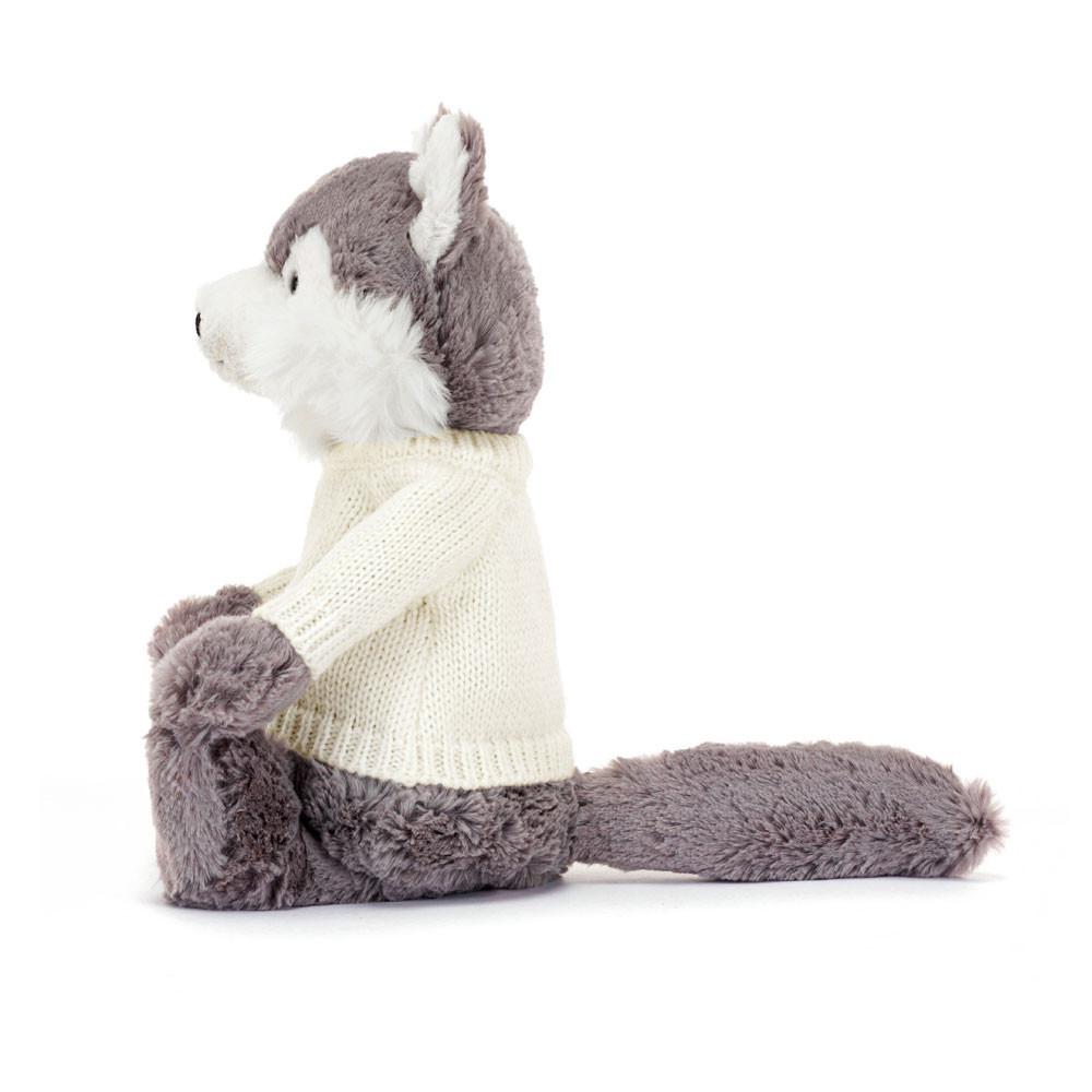 Jumpers Jellycat Bashful Wolf with Cream Jumper,31cm x 12cm x 9cm Šedé | WEKYI-7896