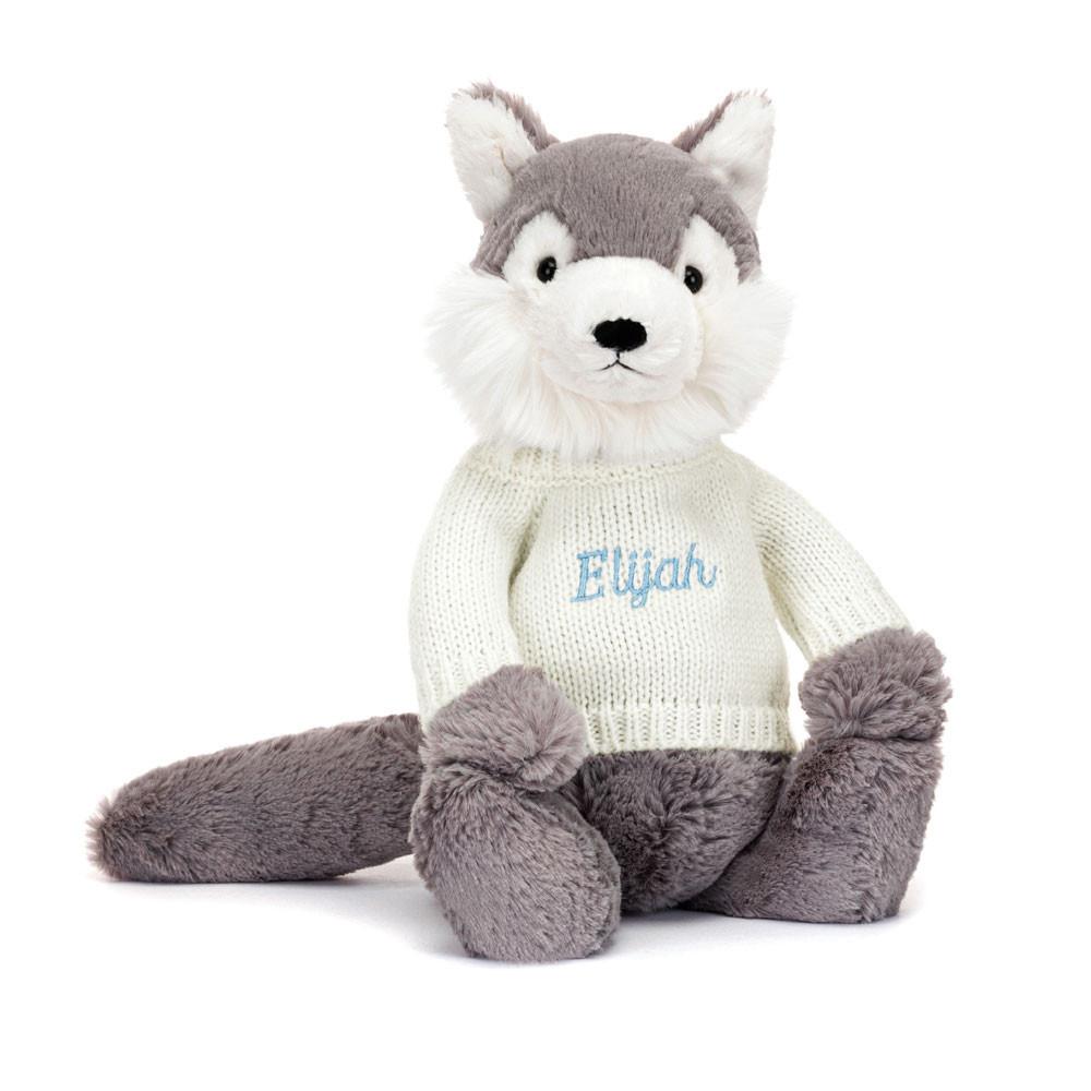 Jumpers Jellycat Bashful Wolf with Cream Jumper,31cm x 12cm x 9cm Šedé | WEKYI-7896