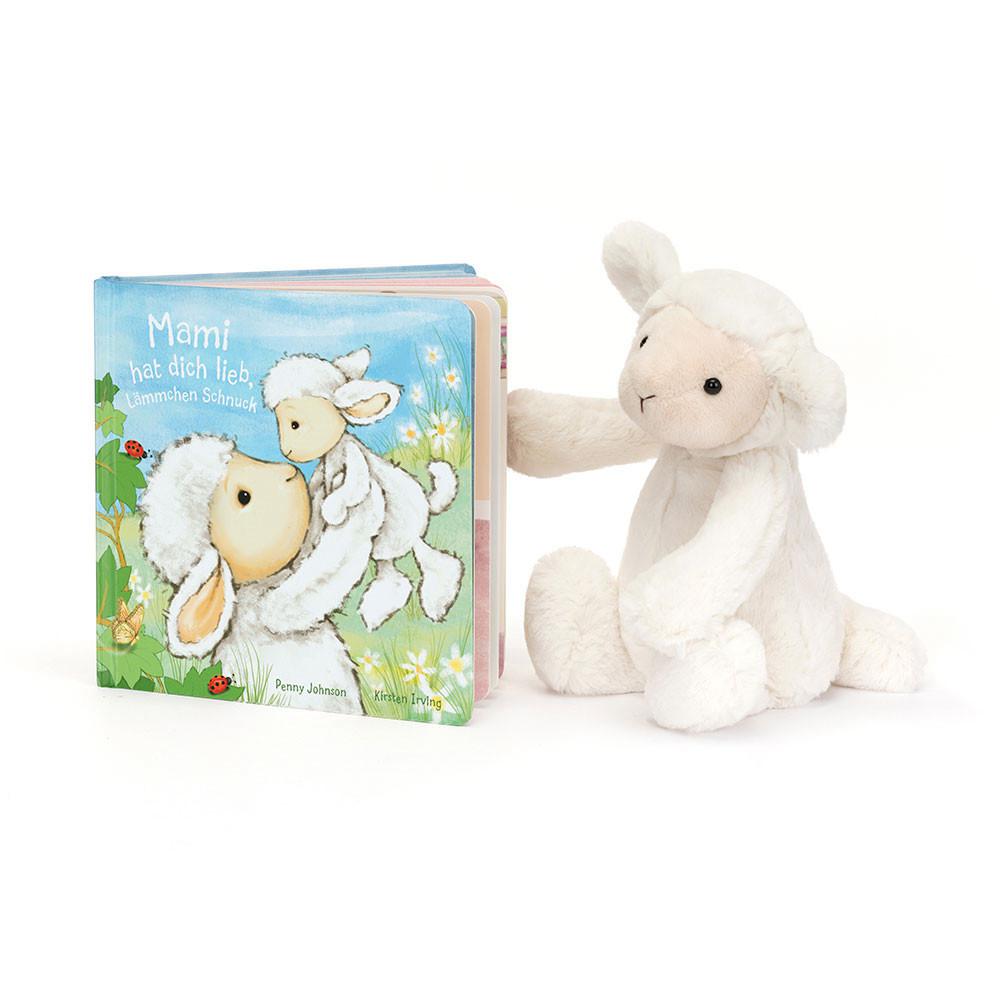 Knižka Aktivity Jellycat Mami Hat Dich Lieb, Lammchen Schnuck Buch and Bashful Lamb Medium, Bílé | GOSBU-0918