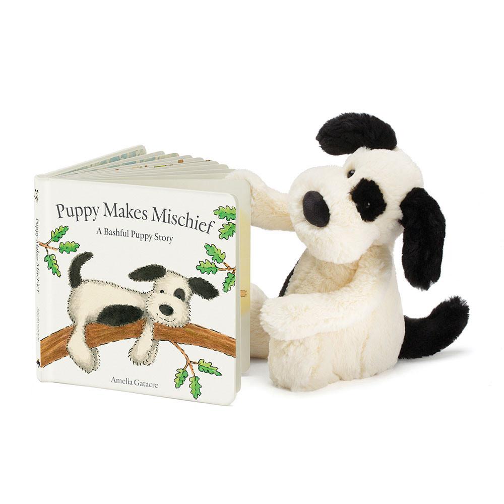 Knižka Aktivity Jellycat Puppy Makes Mischief and Bashful Puppy Medium, Bílé | BFGOP-4521