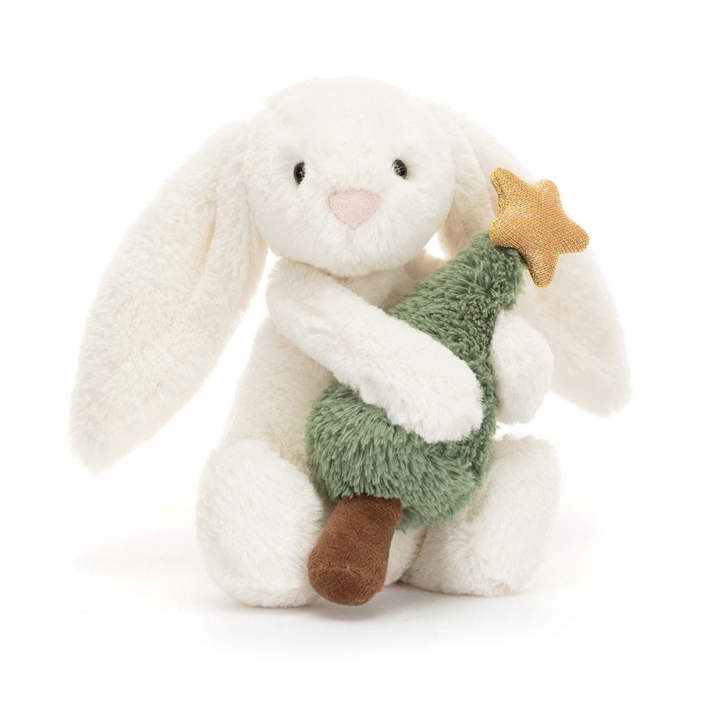 Králícči Jellycat Plyšáci Bashful with Christmas Tree,7.1in x 3.5in x 3.1in Bílé | KLHBS-5473
