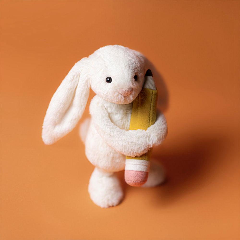 Králícči Jellycat Plyšáci Bashful with Pencil,7.1in x 3.5in x 3.1in Bílé | AEUDN-0391