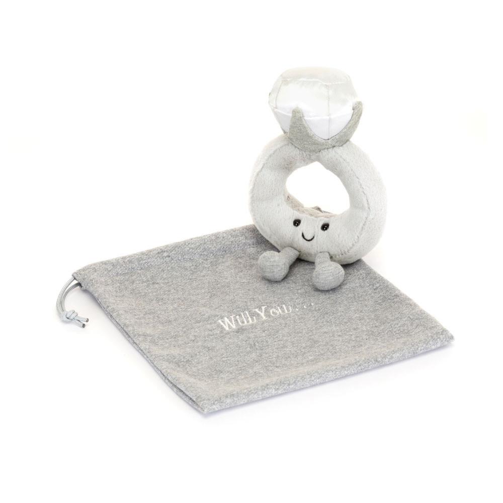 Objekty Jellycat Plyšáci Amuseables Diamond Ring with Personalised,20cm x 12cm x 5cm Šedé | IAFHN-9625