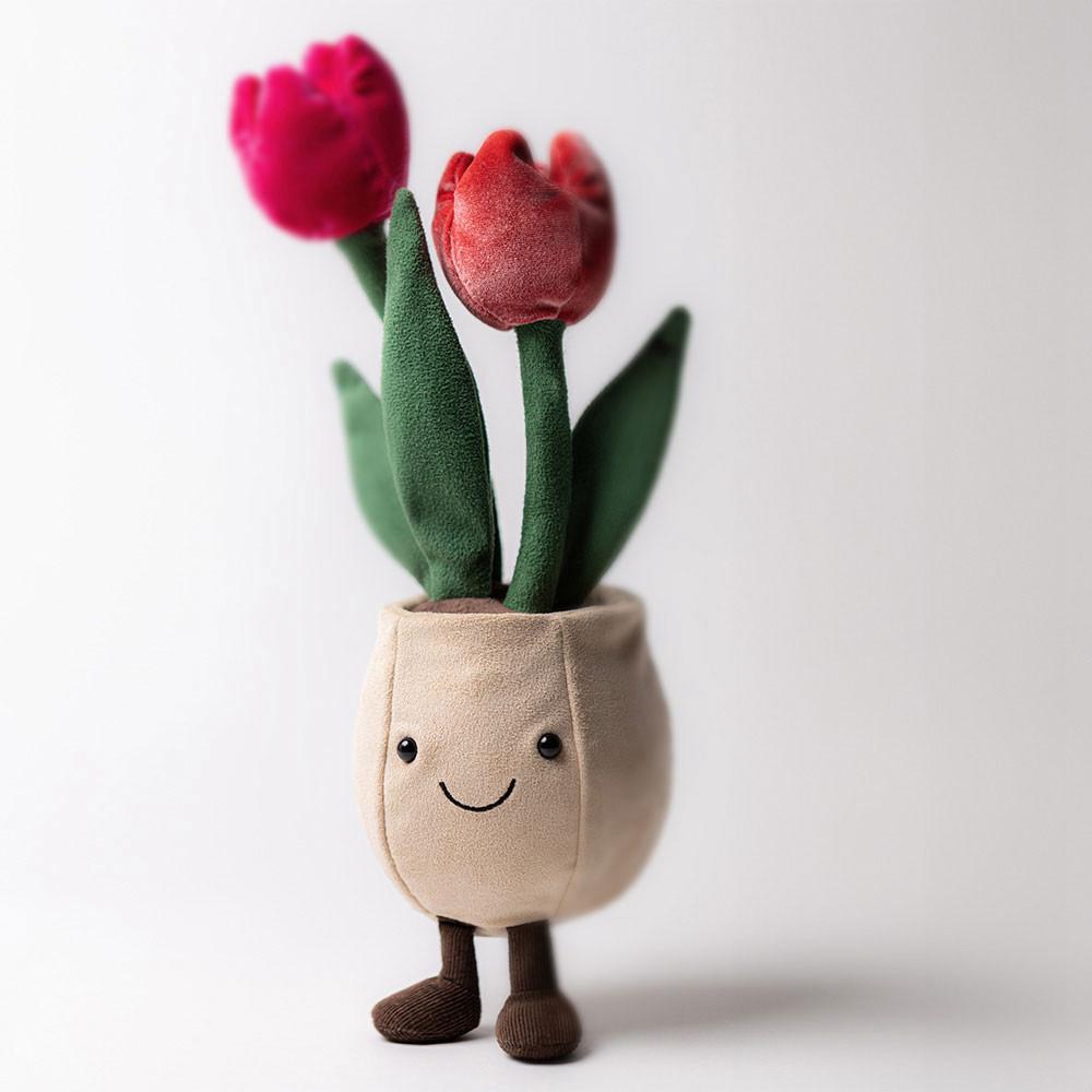 Rostliny Jellycat Plyšáci Amuseables Tulip Pot,30cm x 11cm x 11cm Červené | RCMHU-4073