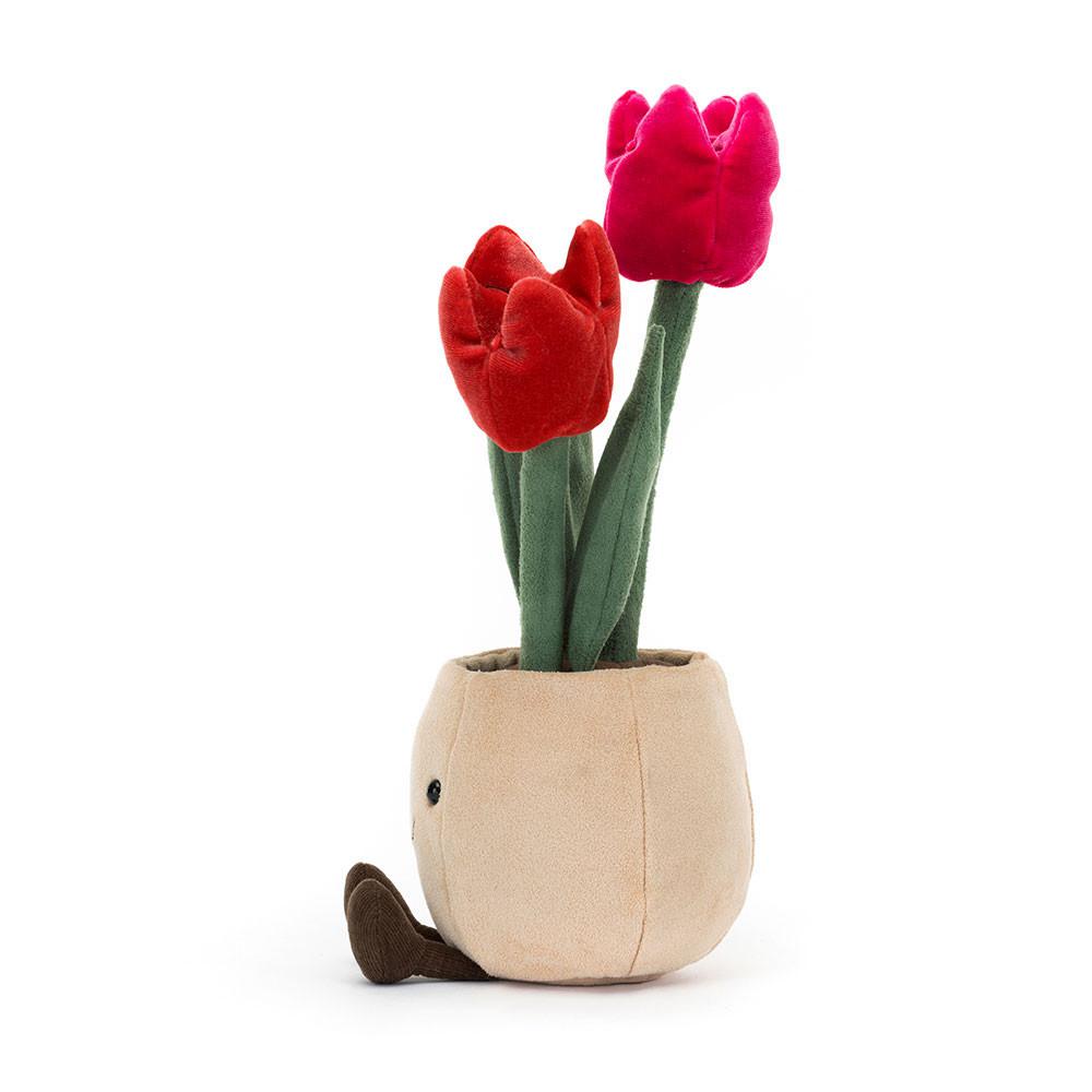 Rostliny Jellycat Plyšáci Amuseables Tulip Pot,30cm x 11cm x 11cm Červené | RCMHU-4073