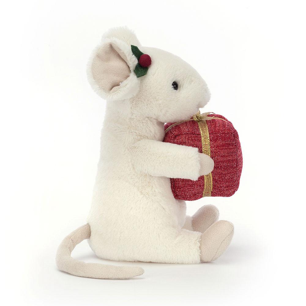 Woodland Jellycat Plyšáci Merry Mouse Present,18cm x 9cm x 7cm Bílé | DHIPO-6912