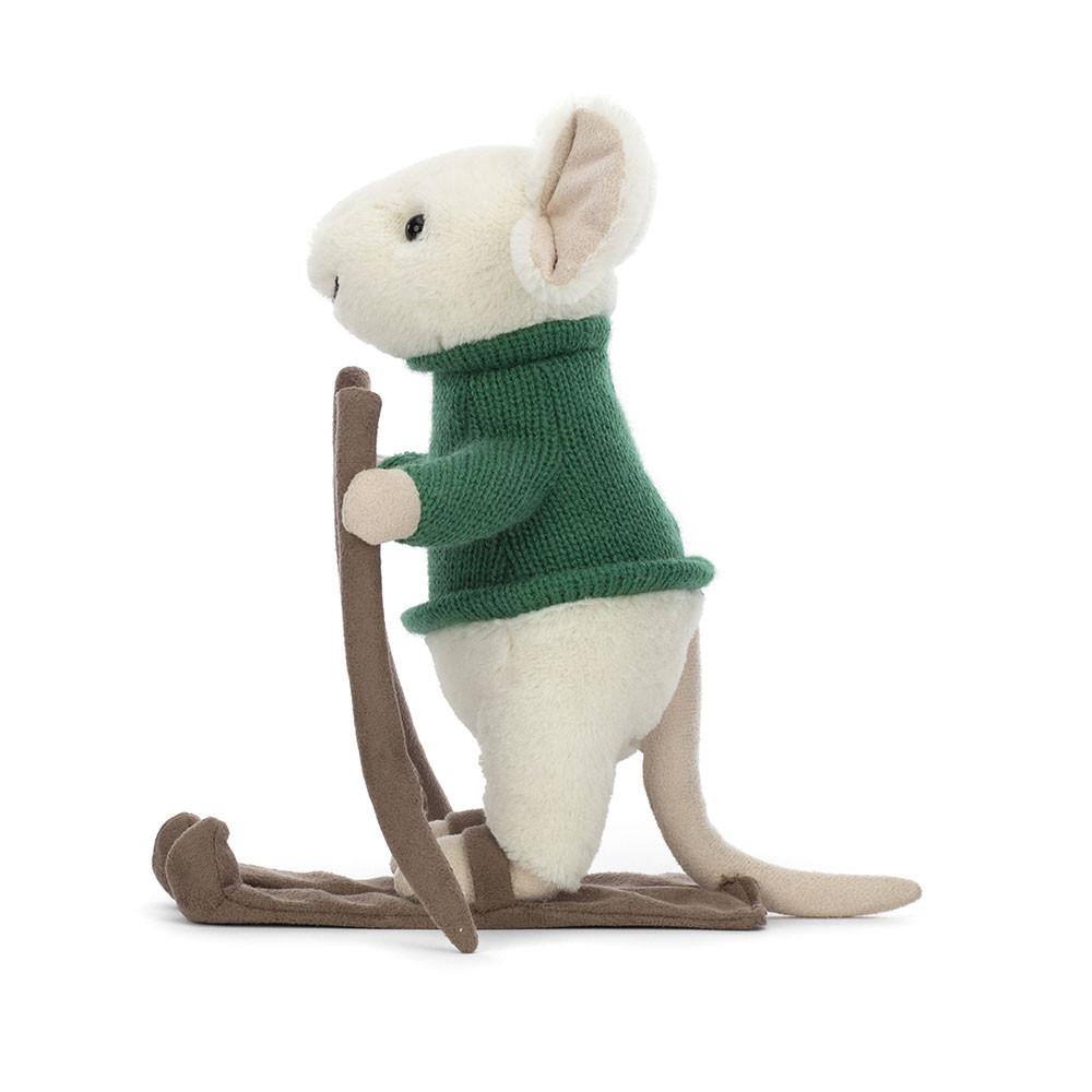 Woodland Jellycat Plyšáci Merry Mouse Skiing,19cm x 8cm x 15cm Bílé | SOGCV-2865