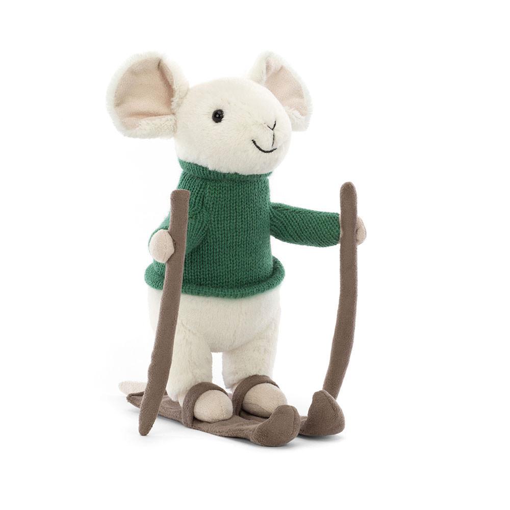 Woodland Jellycat Plyšáci Merry Mouse Skiing,19cm x 8cm x 15cm Bílé | SOGCV-2865